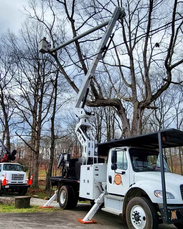 Grapple truck lifting a log